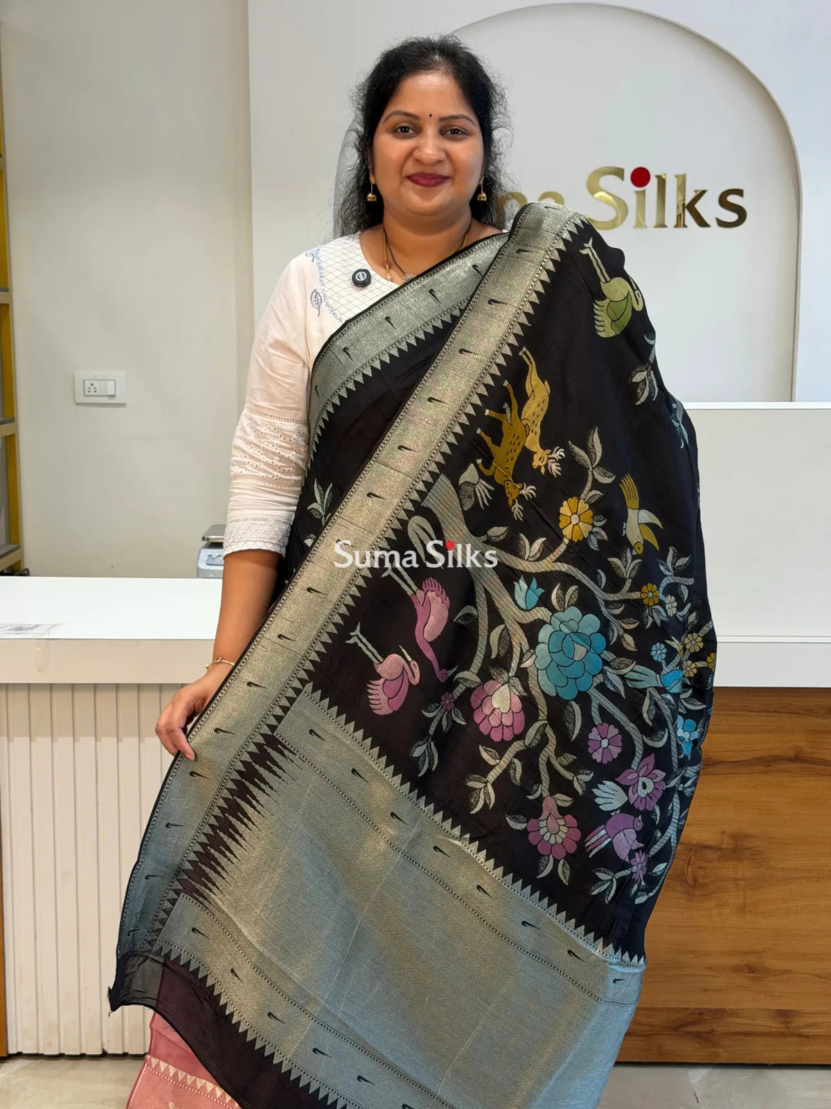 Moonga Tussar Black Color