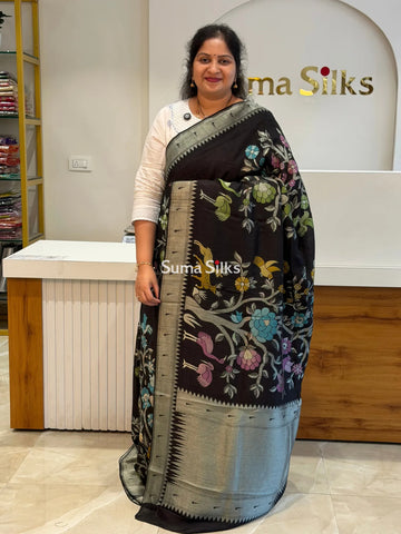 Moonga Tussar Black Color