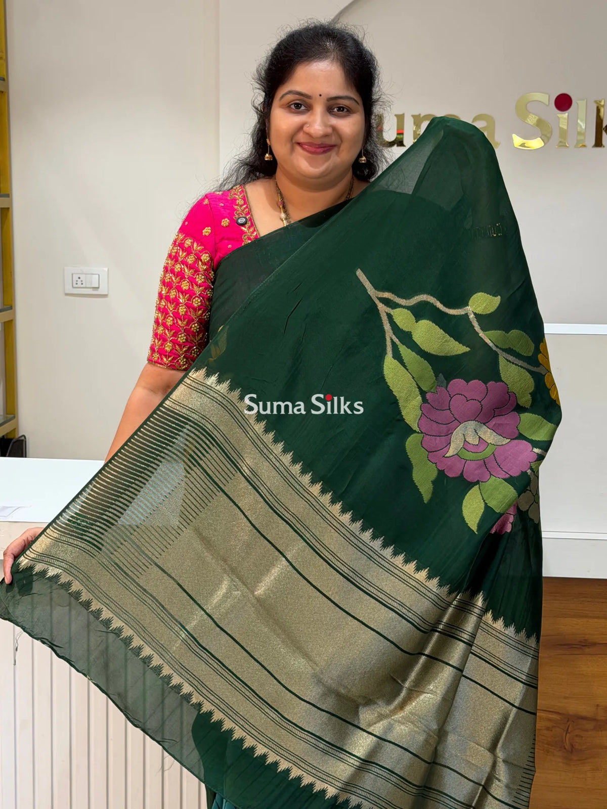 Viscose Crepe Floral Green Color