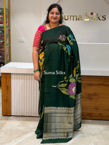 Viscose Crepe Floral Green Color