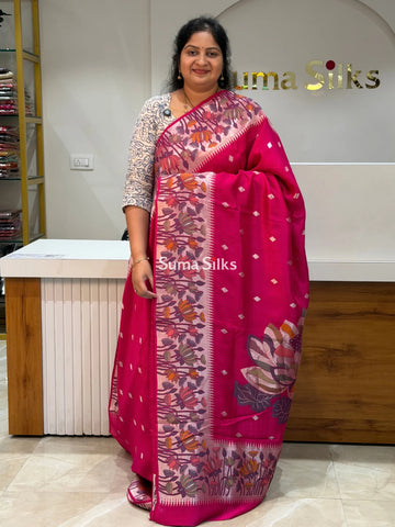 Moonga Tussar Lotus Pink Color