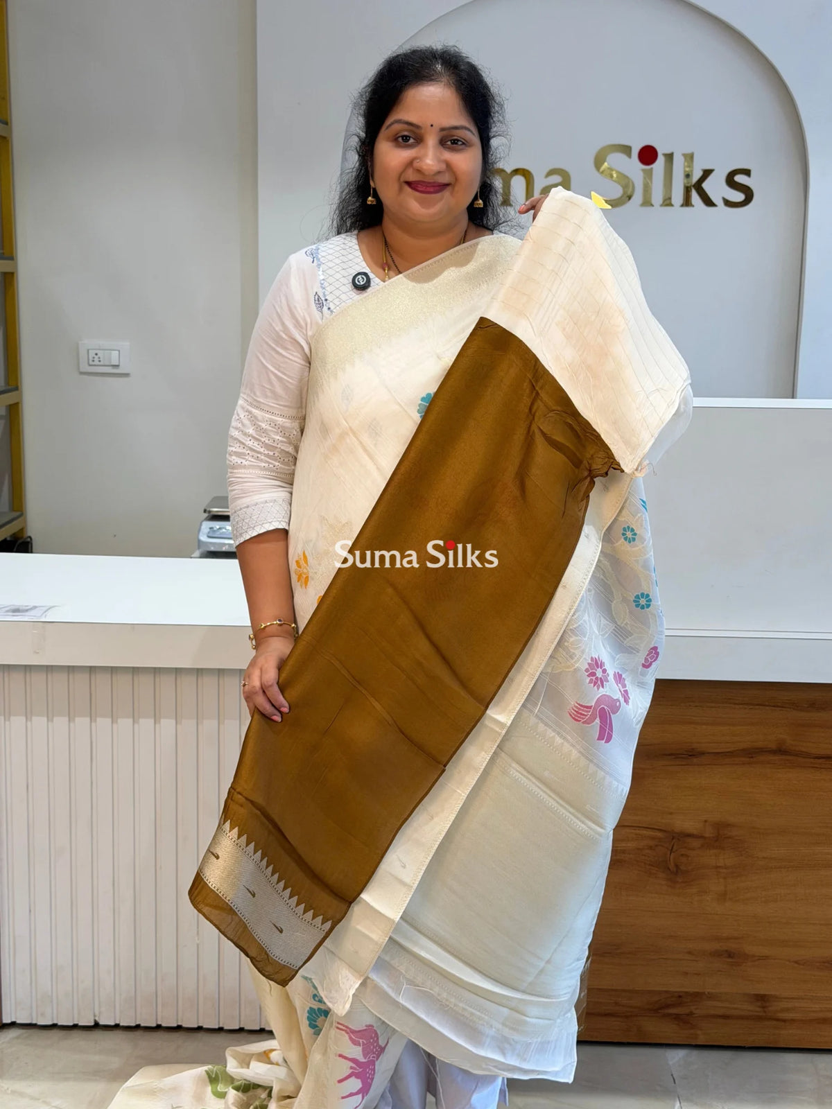 Moonga Tussar White Color