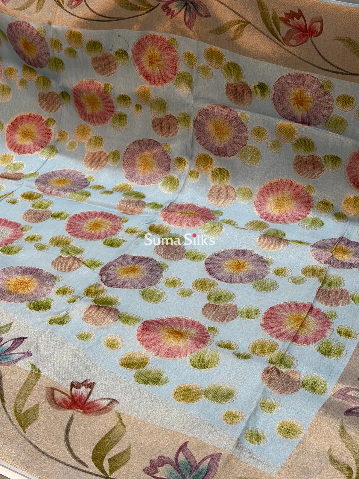Moonga Silk Saree Powder Blue Color