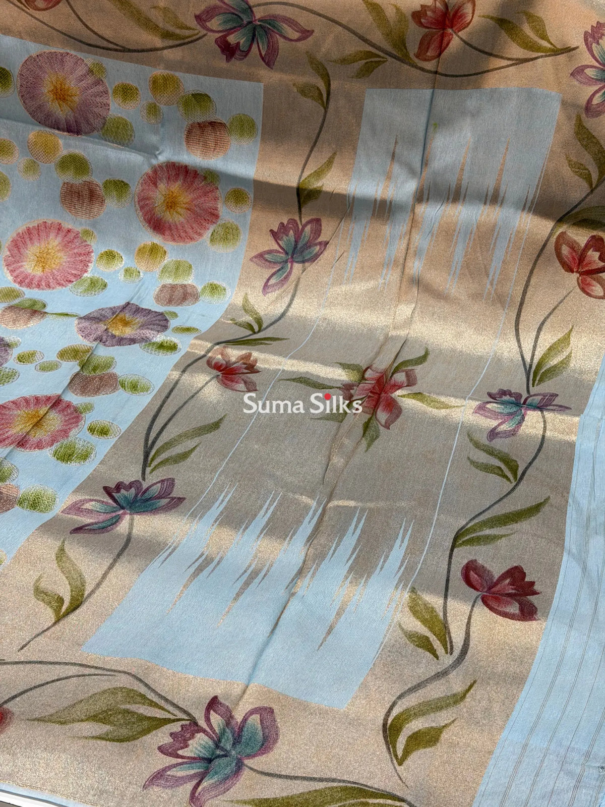 Moonga Silk Saree Powder Blue Color