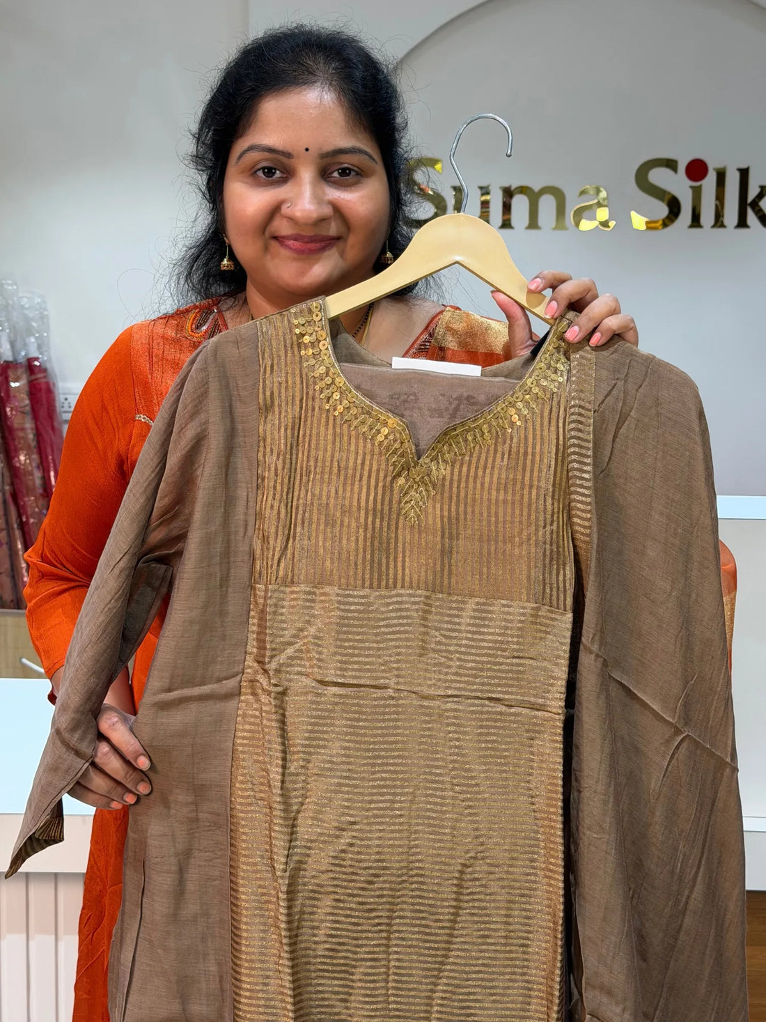 Mul Chanderi Tissue Stripes Suit Set