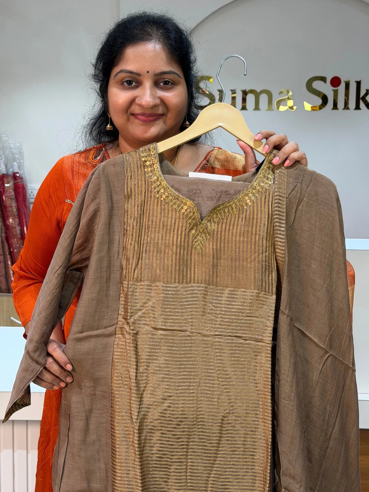 Mul Chanderi Tissue Stripes Suit Set