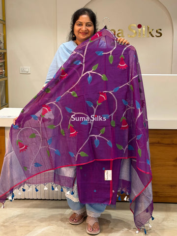 Muslin Jamdani Allover Dupatta Purple Color