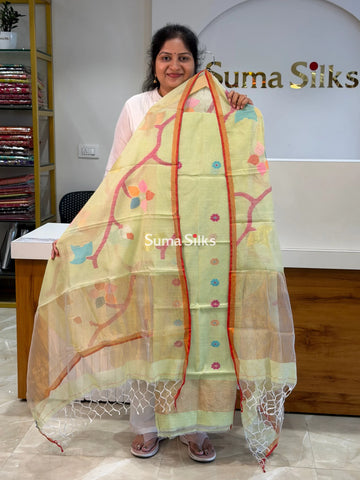 Muslin Jamdani Allover Floral Dupatta Pista SSS1529-9