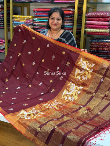 Muslin Jamdani Bird Nest Marron