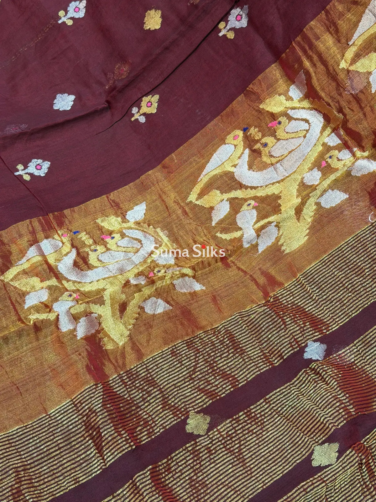 Muslin Jamdani Bird Nest Marron
