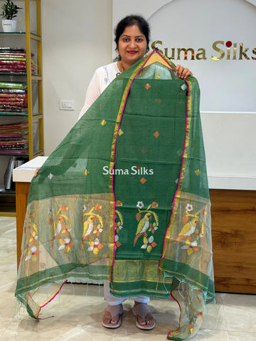 Muslin Jamdani Bottle Green