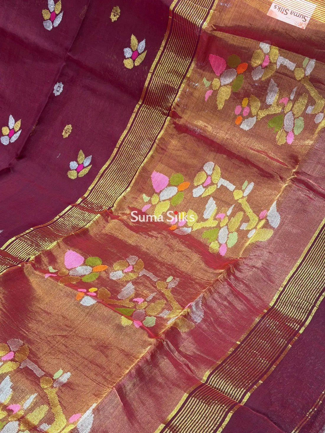 Muslin Jamdani Butterfly Design Maroon