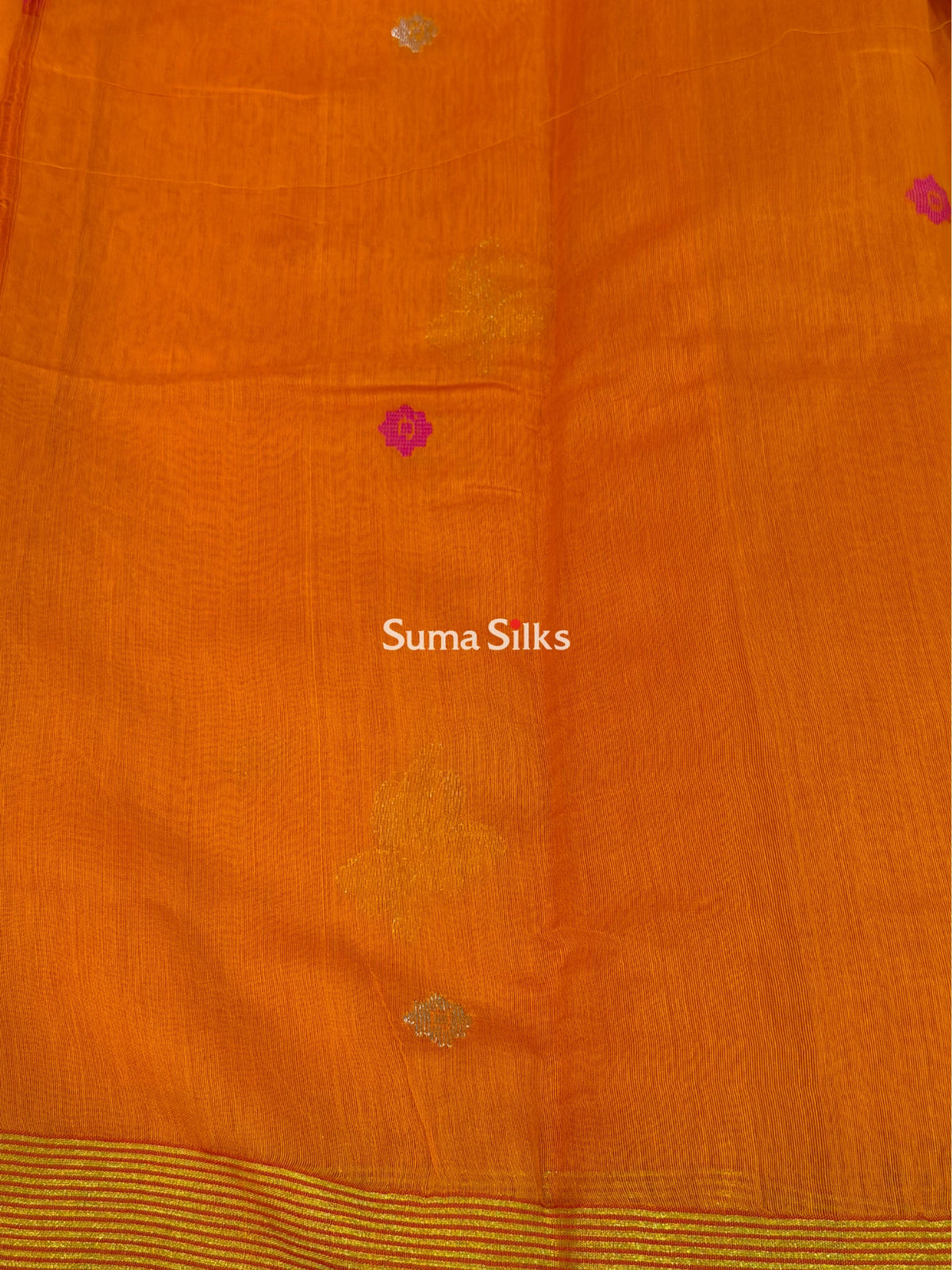 Muslin Jamdani Creeper Light Orange