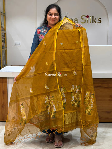 Muslin Jamdani Daman Stem Birds Design Methi Color
