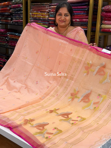 Muslin Jamdani Duck Lotus Peach