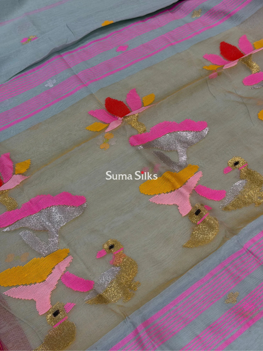 Muslin Jamdani Duck Lotus Sea Green