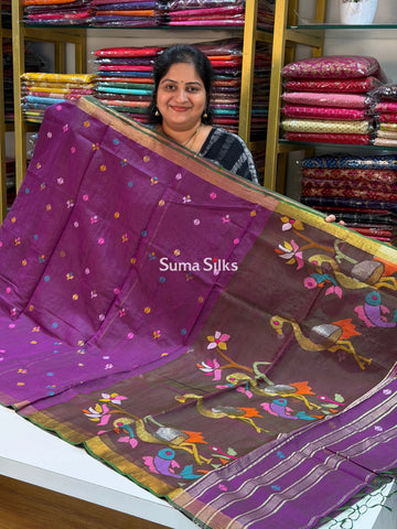 Muslin Jamdani Fish Design Light Purple
