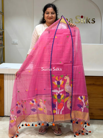 Muslin Jamdani Lotus Design Baby Pink Color