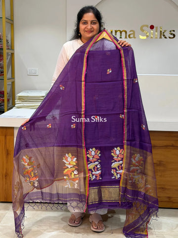 Muslin Jamdani Lotus Design Purple