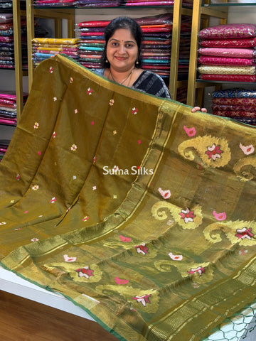 Muslin Jamdani Mango Buti Methi Green