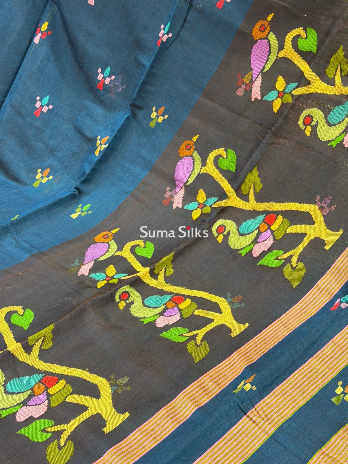 Muslin Jamdani Peacock Design Peacock Blue