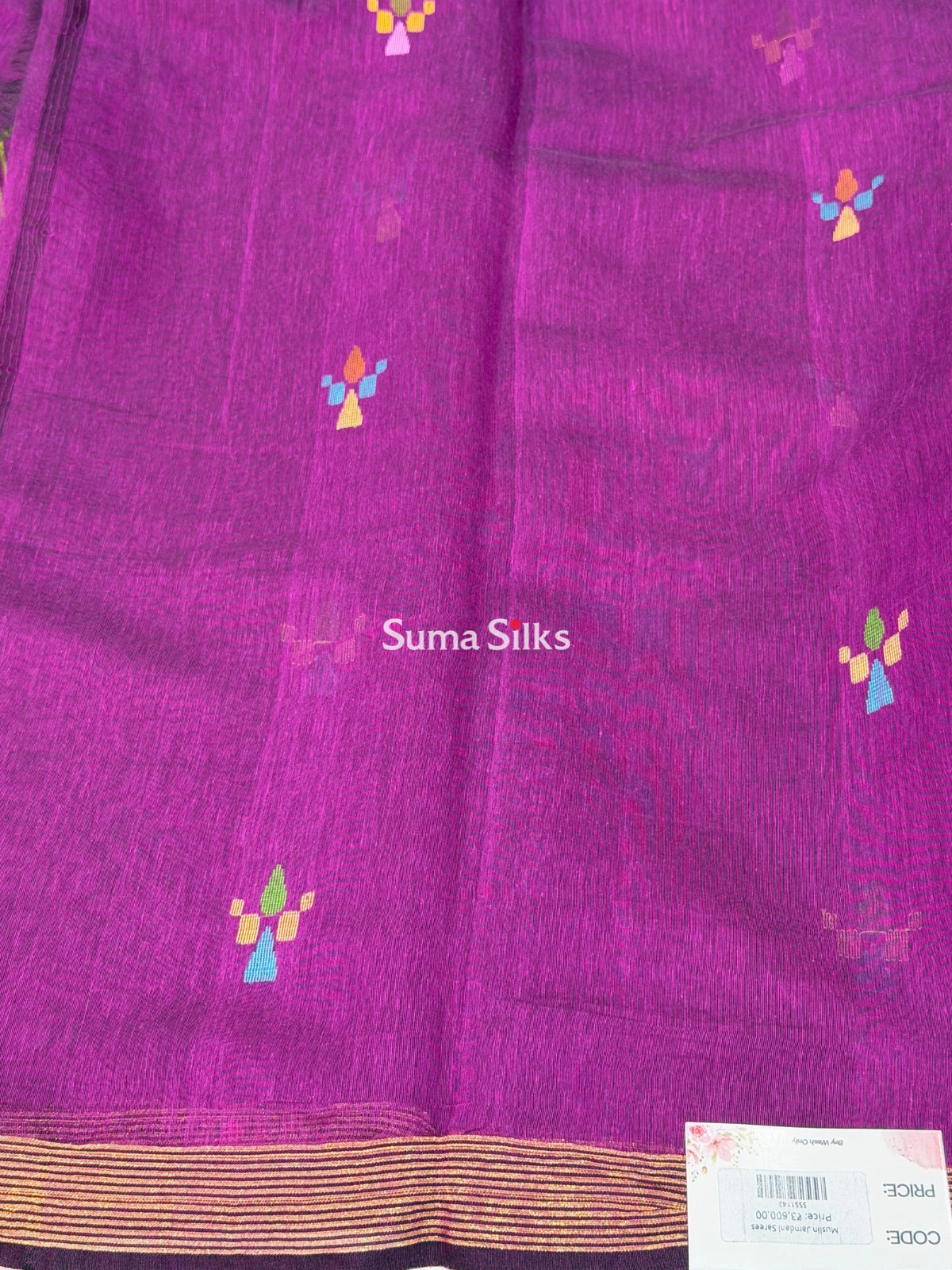 Muslin Jamdani Peacock Design Wine