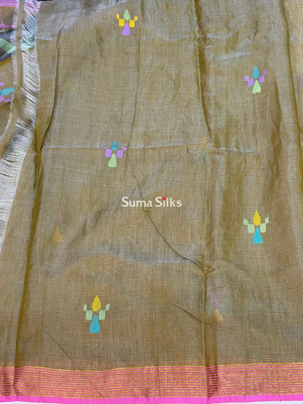 Muslin Jamdani Peacock Tree Dark Methi