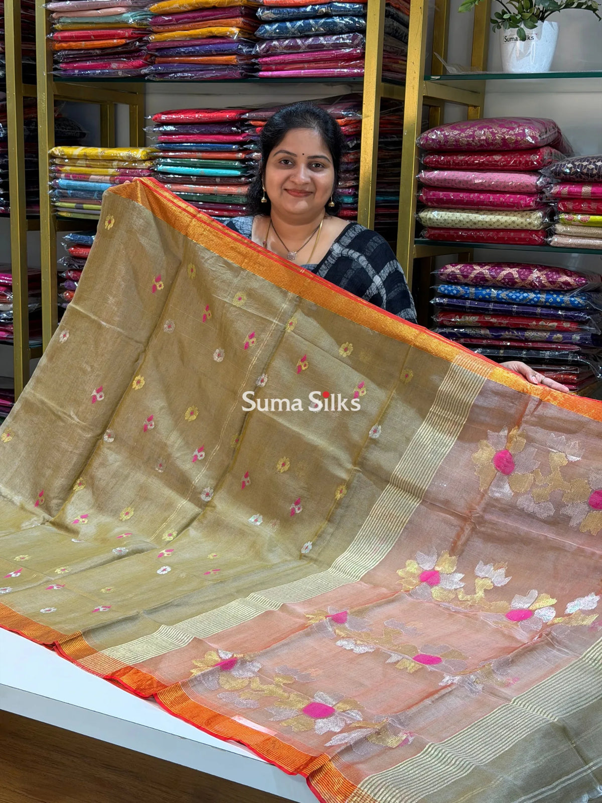 Muslin Jamdani Sun Flower Light Chico