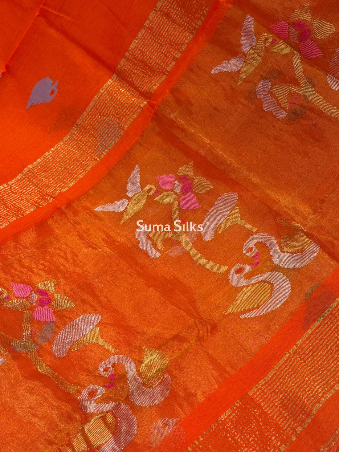 Muslin Jamdani Swan Orange