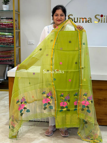 Muslin Jamdani Hibiscus Design Green