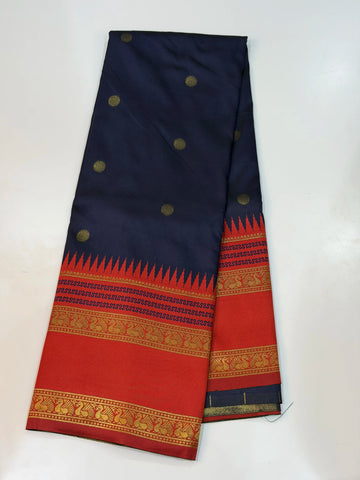 Semi Gadwal Saree - Navy Color