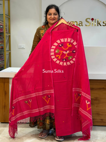 Pure Cotton Handloom Dress Material Circle Design Pink Color
