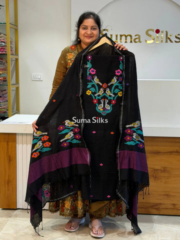 Pure Cotton Jamdani Handloom Collections Neck Pattern Black Color Multi Color Thread Weaving