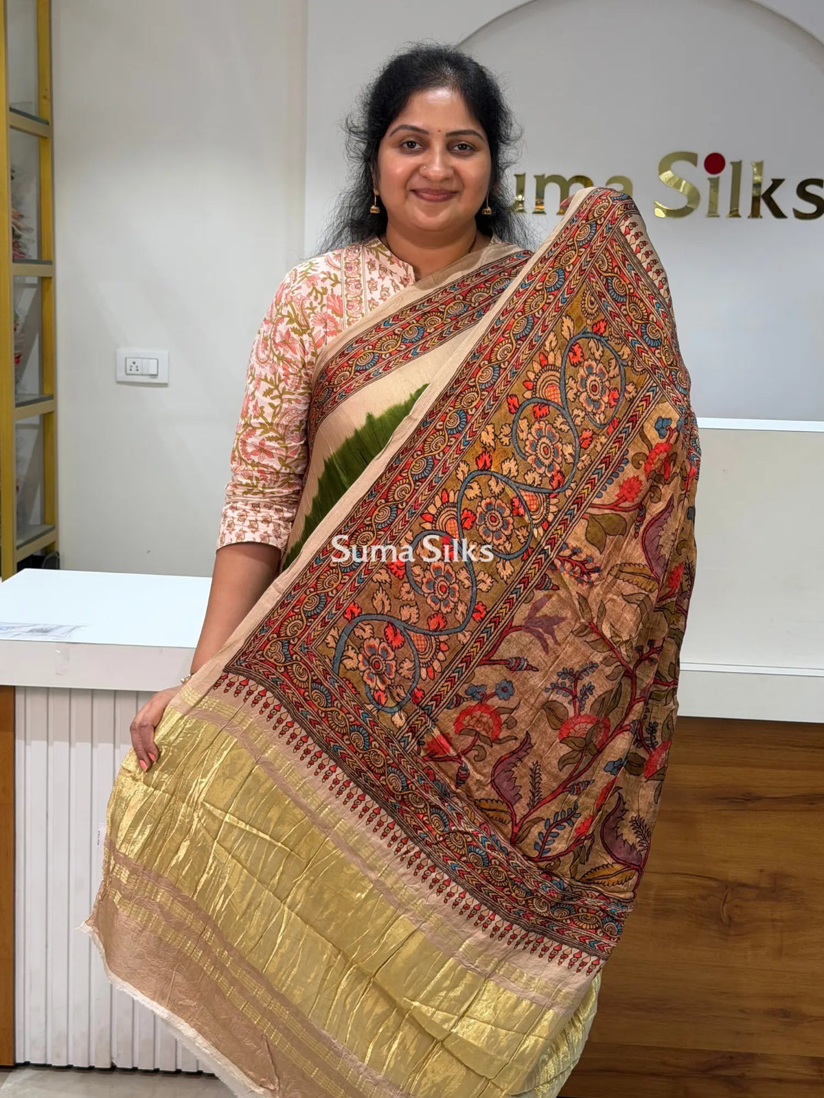 Pure Gajji Silk Bandhini Saree Green Color