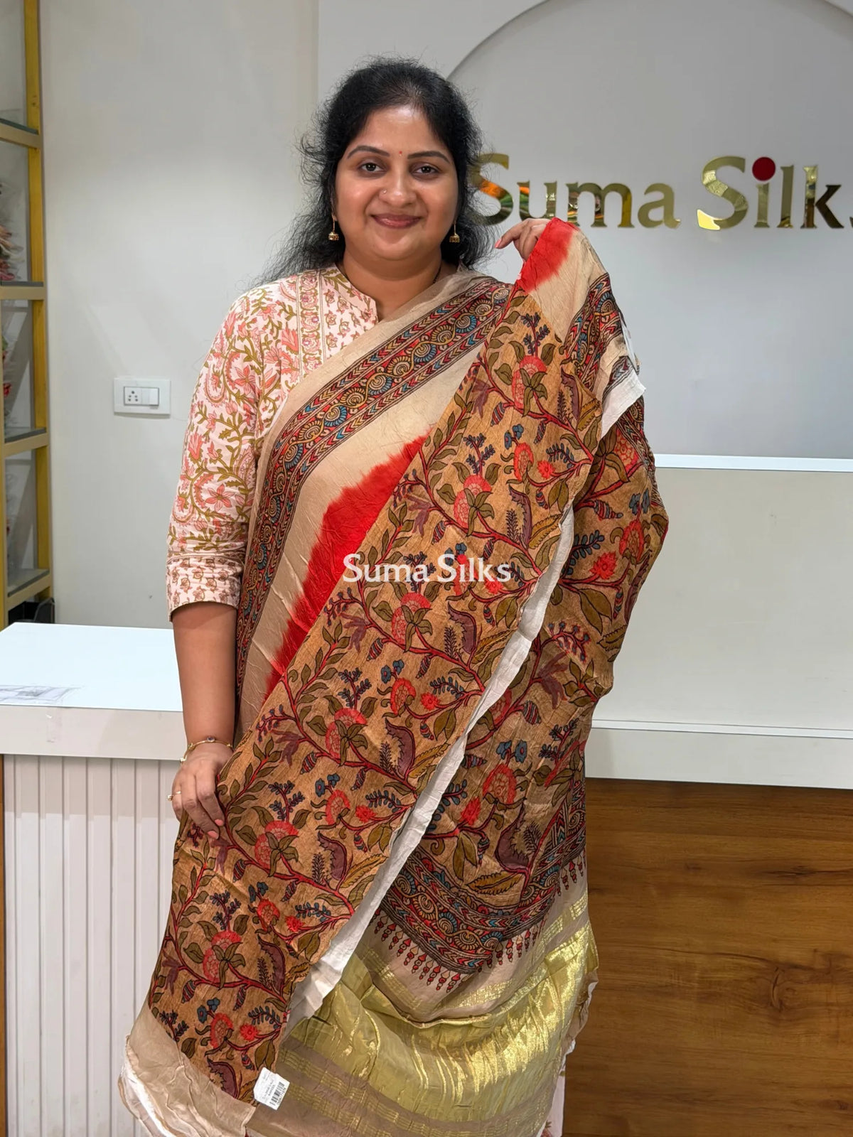 Pure Gajji Silk Bandhini Saree Orange Color