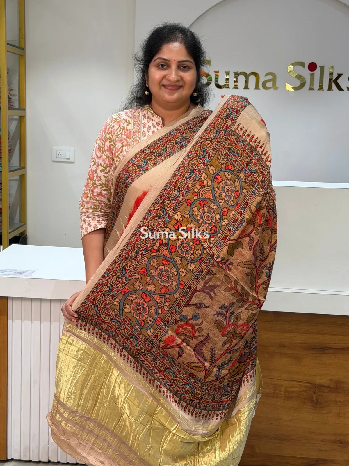 Pure Gajji Silk Bandhini Saree Orange Color