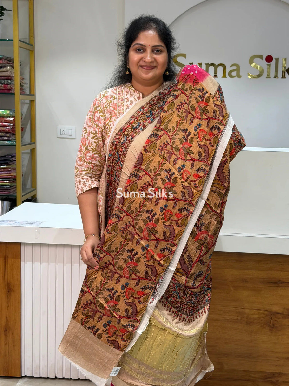 Pure Gajji Silk Bandhini Saree Pink Color