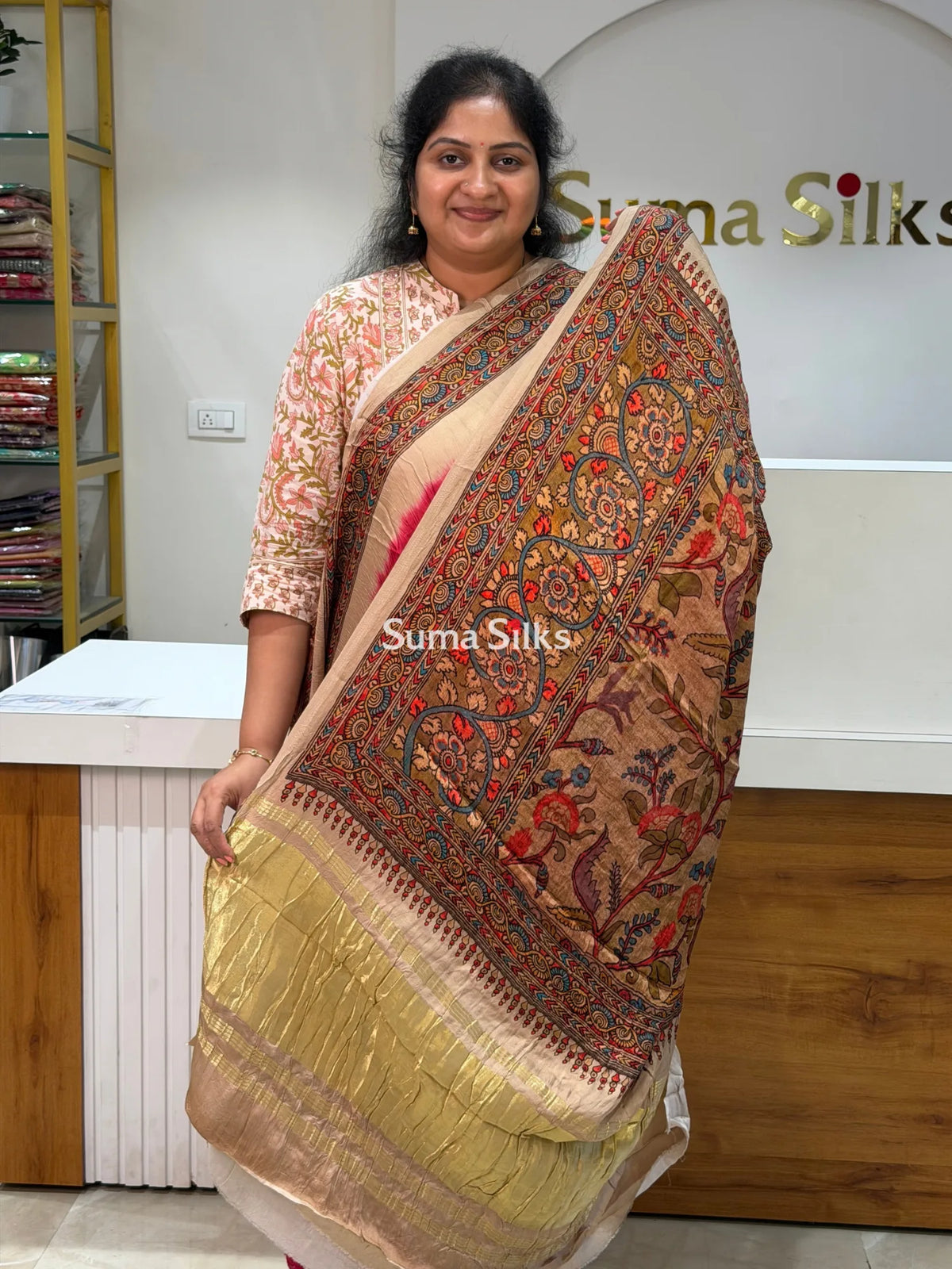 Pure Gajji Silk Bandhini Saree Pink Color
