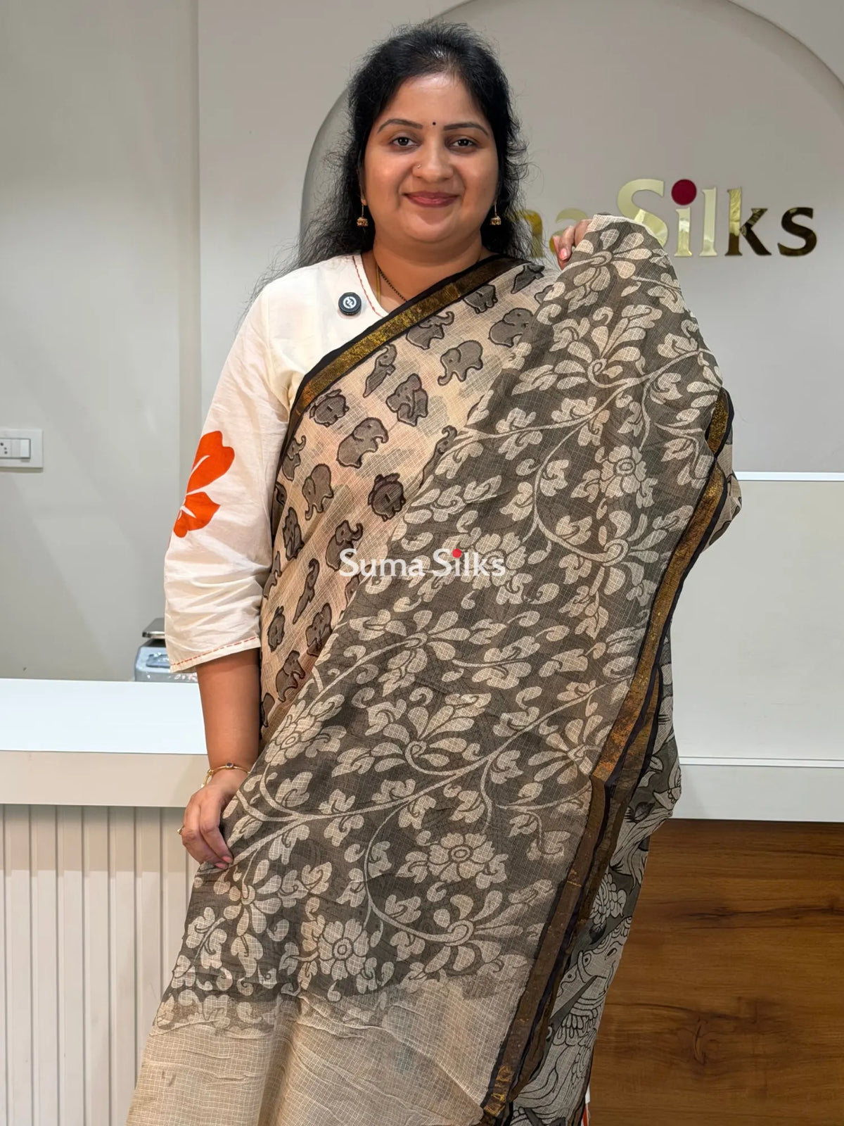 Pure Kalamkari Kota Baby Elephant Design
