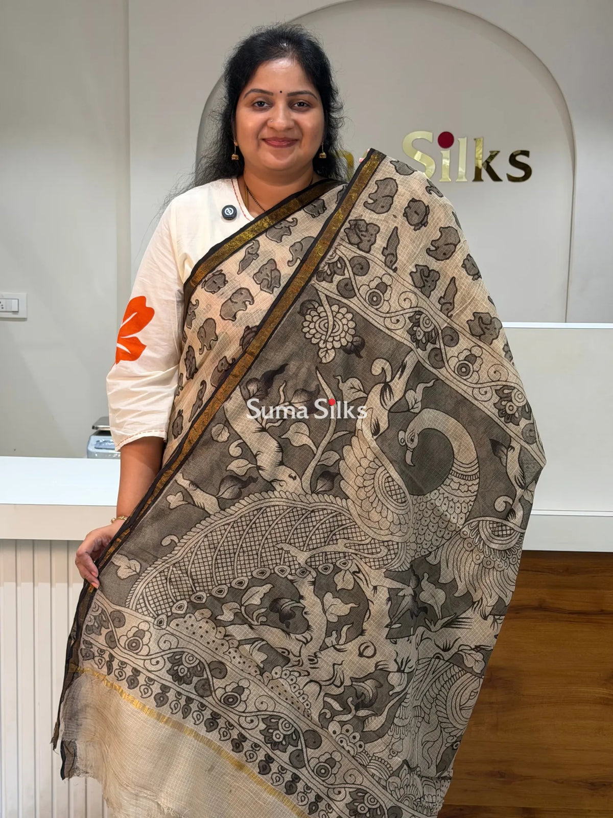 Pure Kalamkari Kota Baby Elephant Design