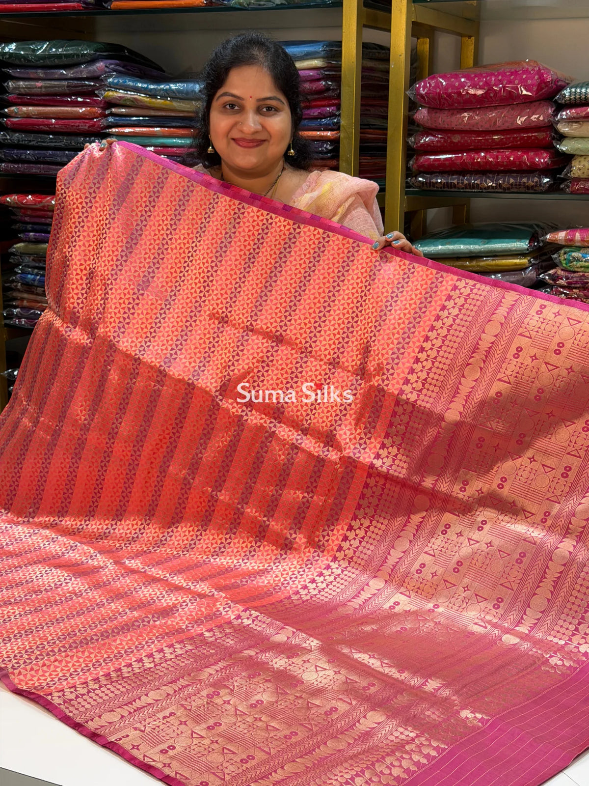 Pure Katan Silk Peach Color