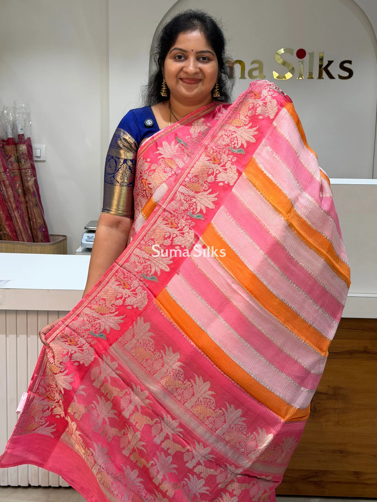 Pure Manipuri Kota Rangkat Saree with Shikargah Border