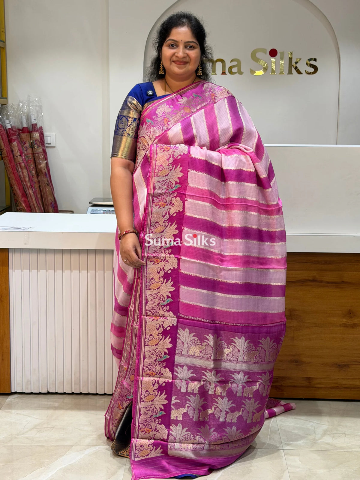 Pure Manipuri Kota Rangkat Saree with Shikargah Border