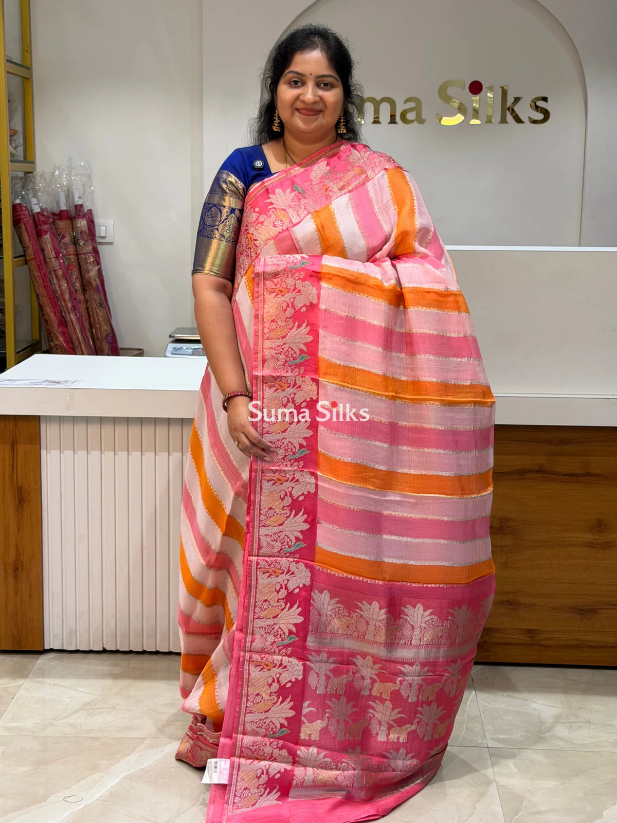 Pure Manipuri Kota Rangkat Saree with Shikargah Border