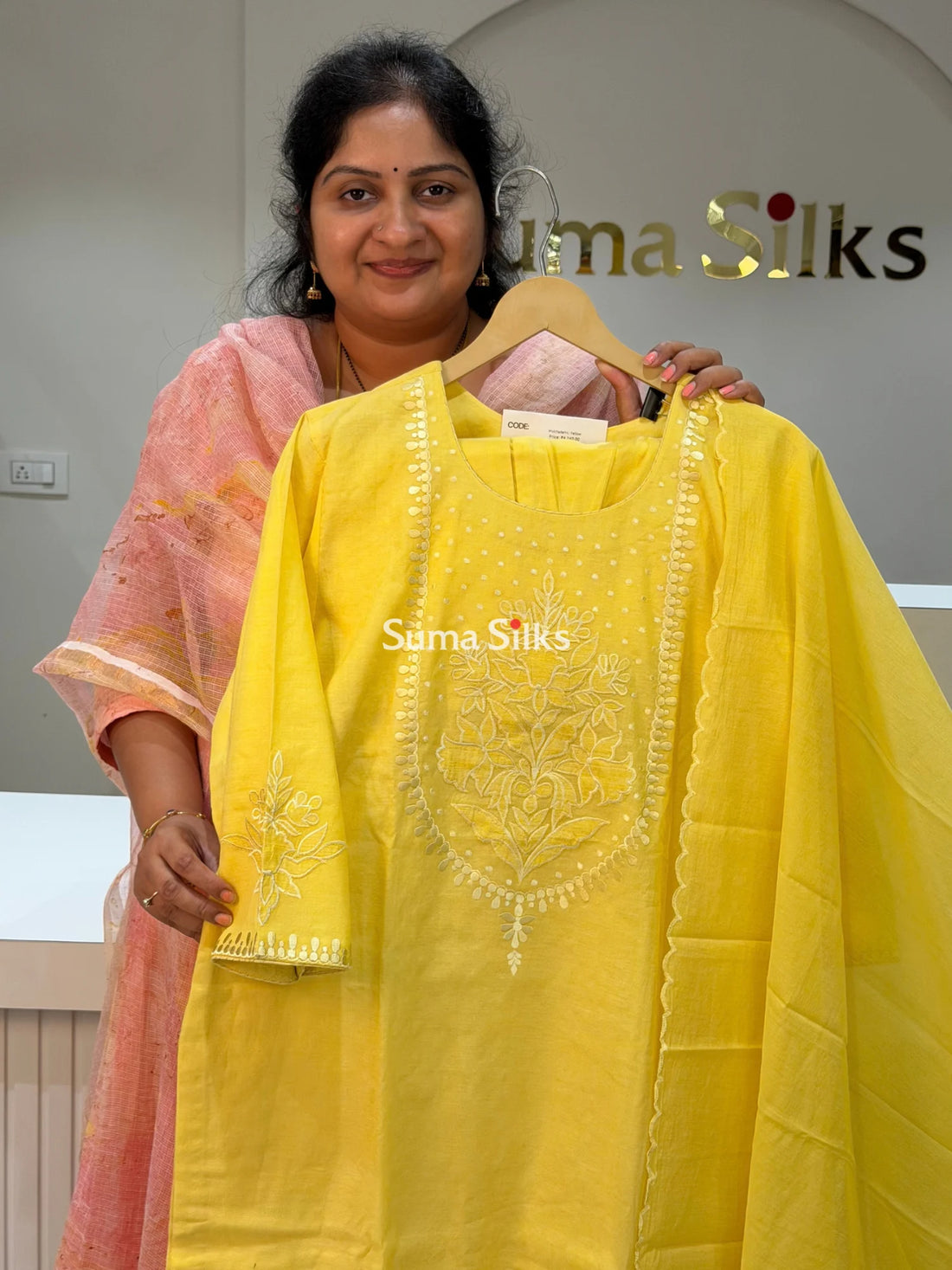 Pure Mul Chanderi with Appliqué and Embroidery