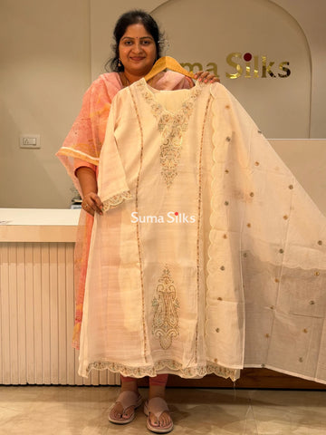 Pure Mul Chanderi with Embroidery