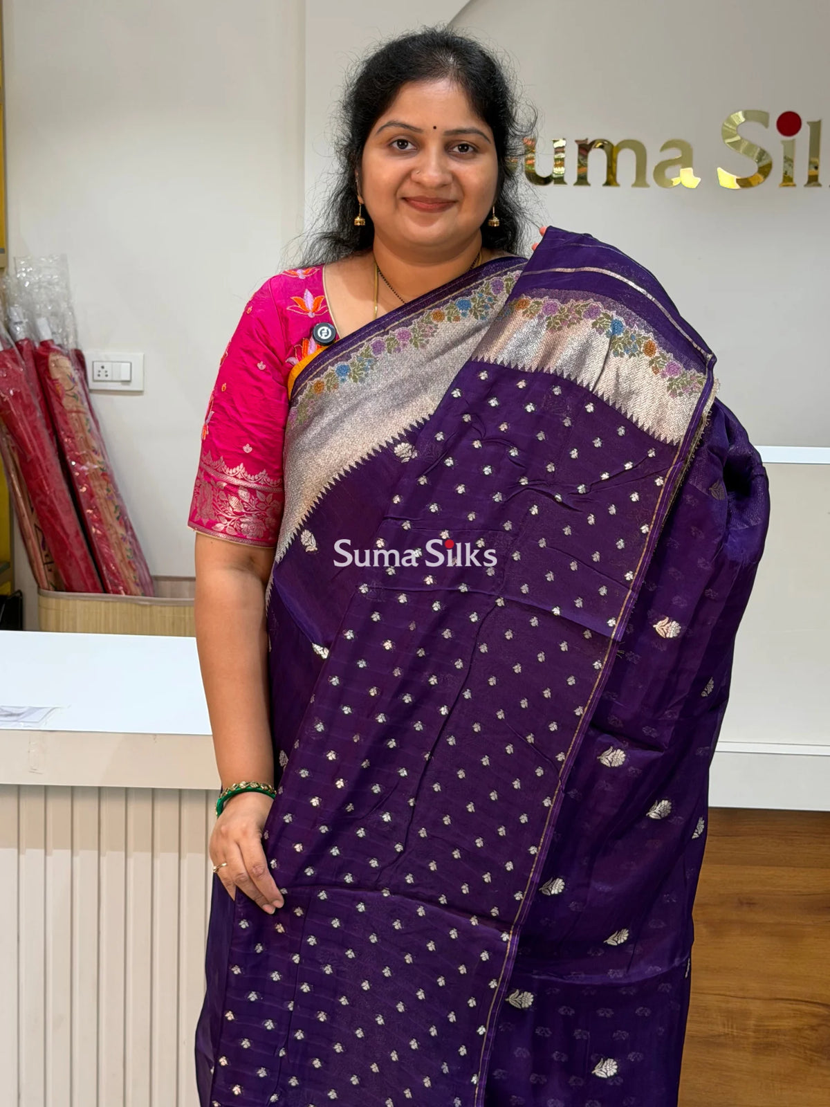 Pure Organza Paithani Saree Purple