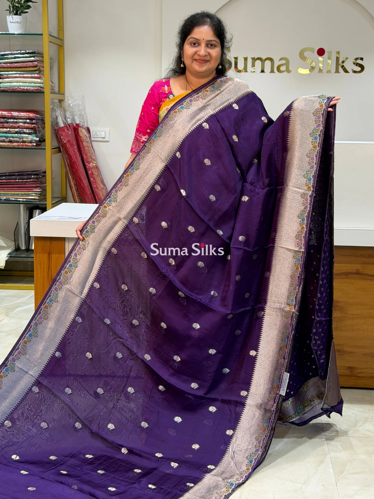 Pure Organza Paithani Saree Purple