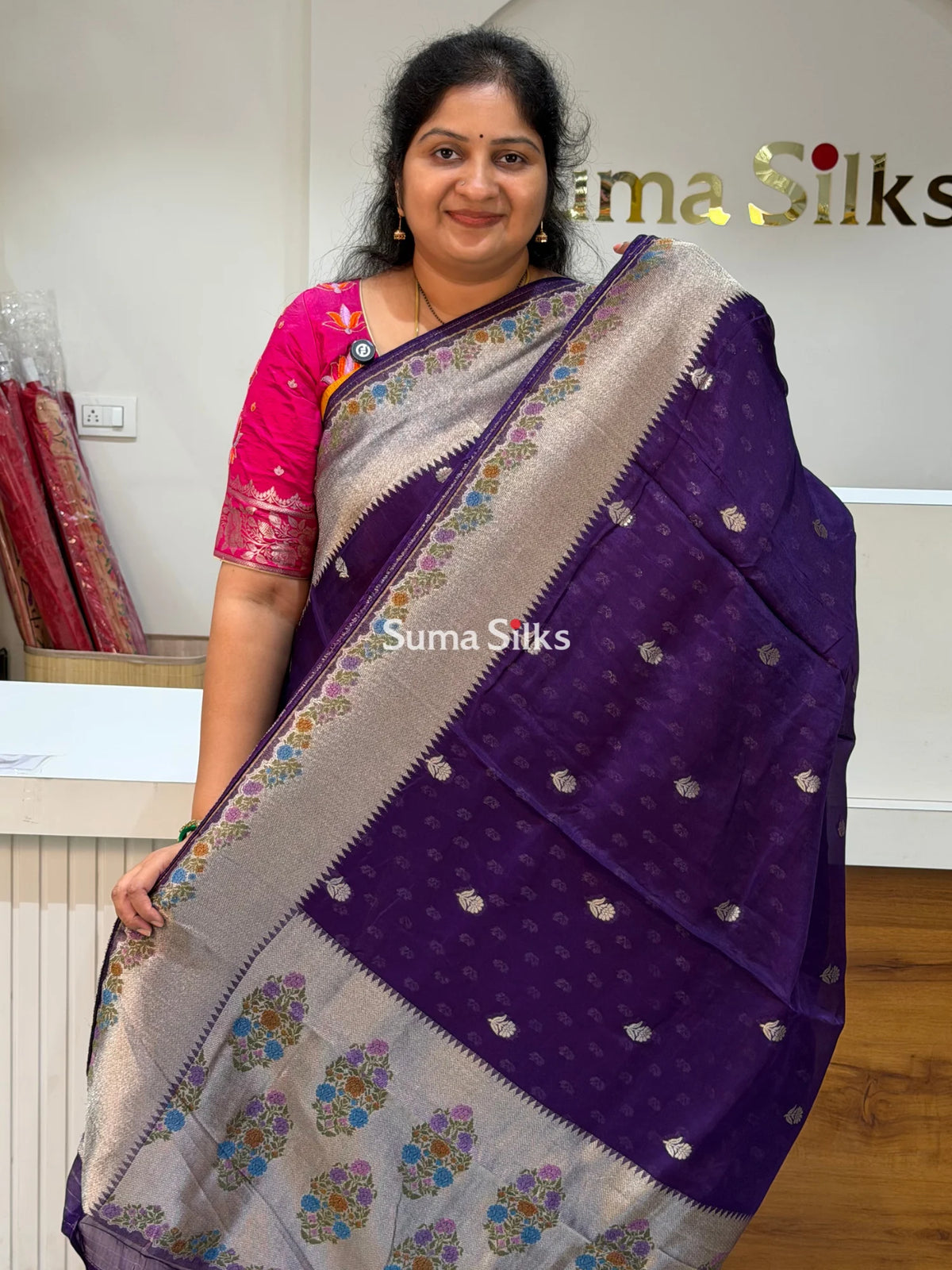 Pure Organza Paithani Saree Purple