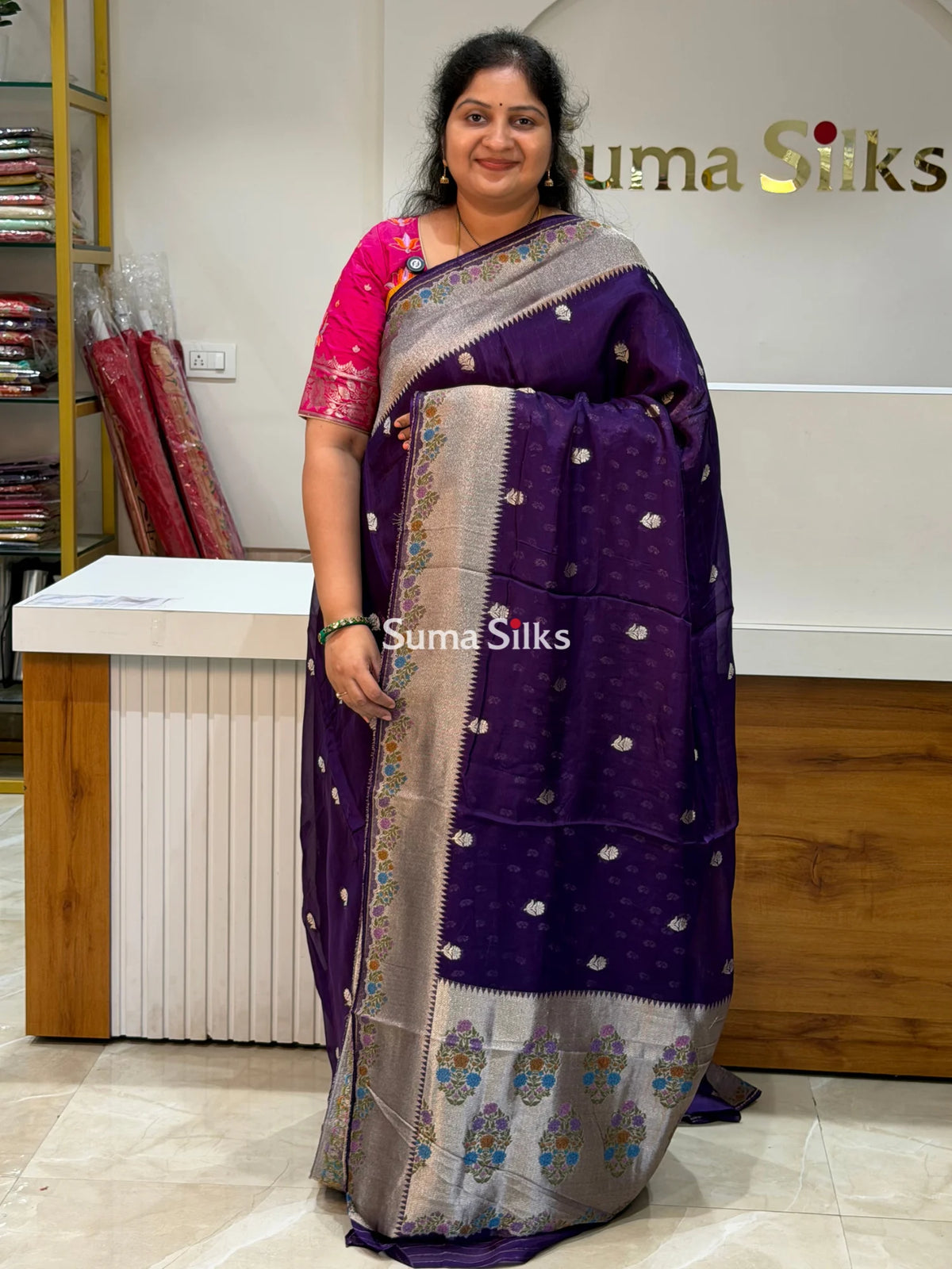 Pure Organza Paithani Saree Purple